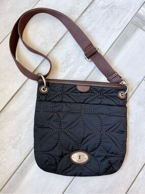 Fossil key per quilted nylon Crossbody with leather trim NWOT